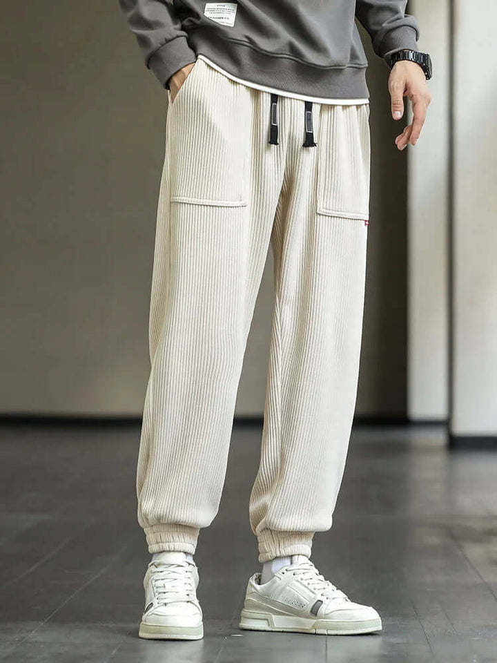 Men's Relaxed Fit Corduroy Joggers with Pockets