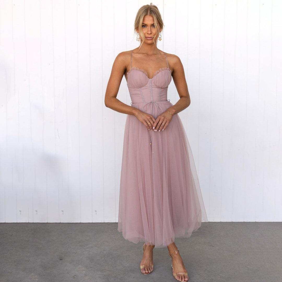 Elegant Mesh Midi Dress for Women