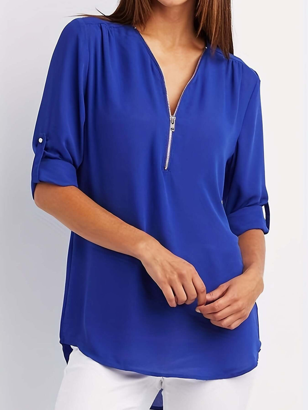 Women's Half-Zip Formal Blouse: Versatile & Stylish Top