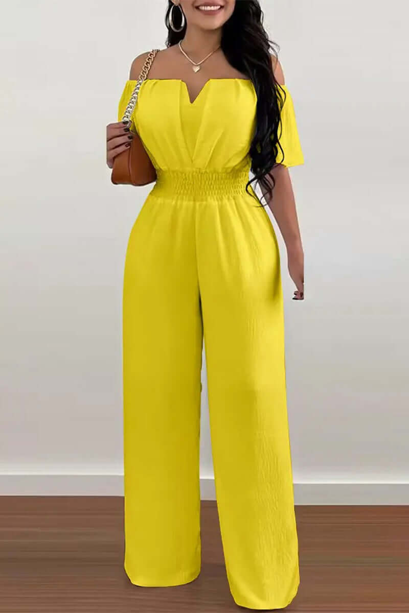 Women's Short Sleeve Off-Shoulder Jumpsuit: Summer Style