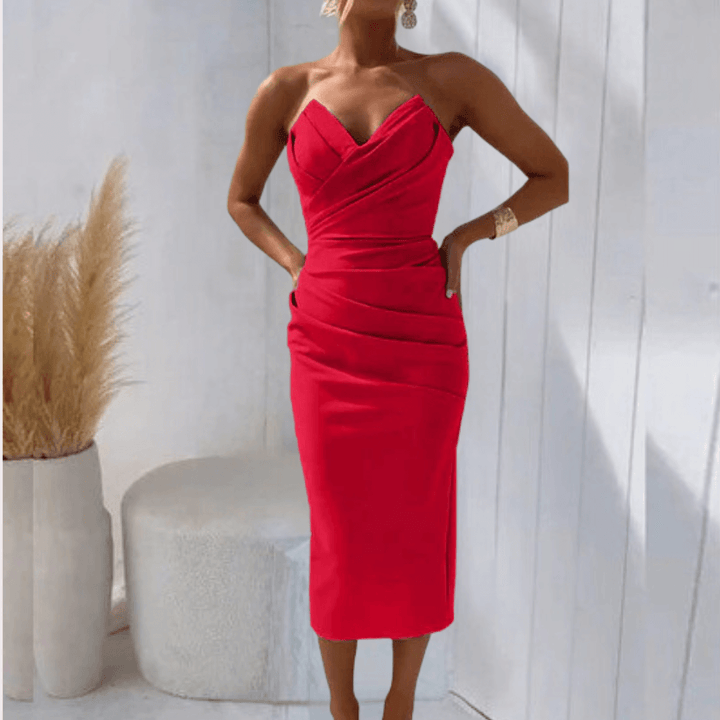 Elegant Strapless Summer Dress: Breathable & Versatile Women's Dress