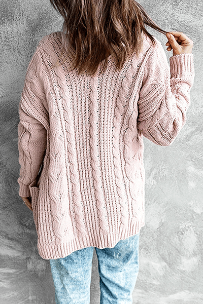 Women's Longline Cable Knit Cardigan with Pockets