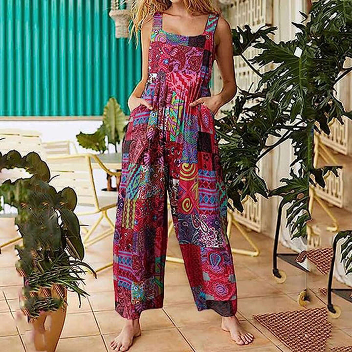 Women's Wide Leg Sleeveless Jumpsuit, Casual Summer Boho Style