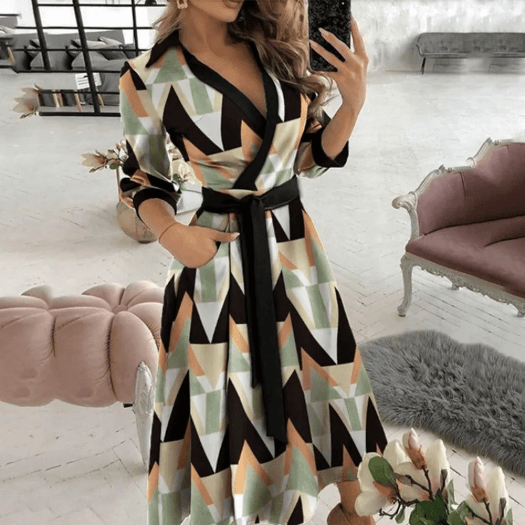 Women's Belted Wrap Midi Dress: Elegant & Versatile