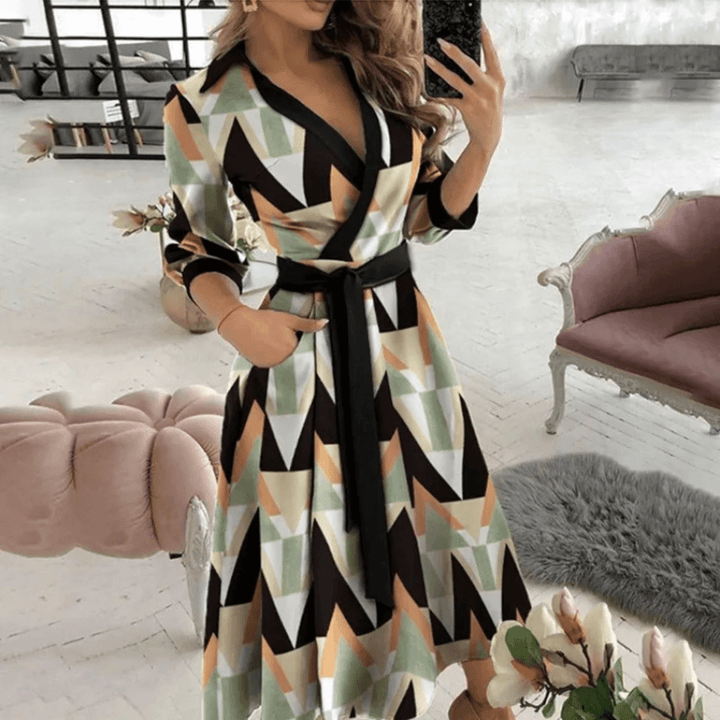 Women's Belted Wrap Midi Dress: Elegant & Versatile