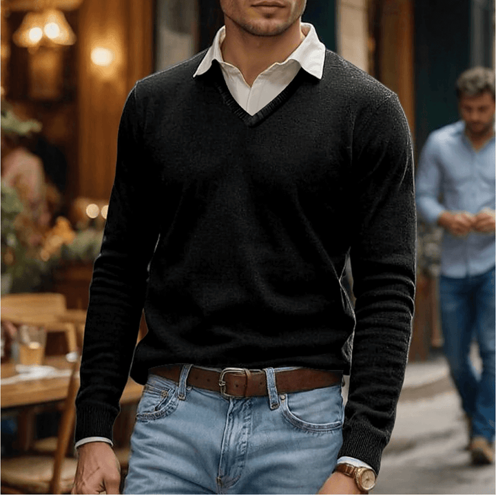 V-Neck Cotton Blend Sweater for Women