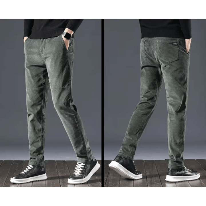 Men's Fleece-Lined Corduroy Pants: Warm & Stylish