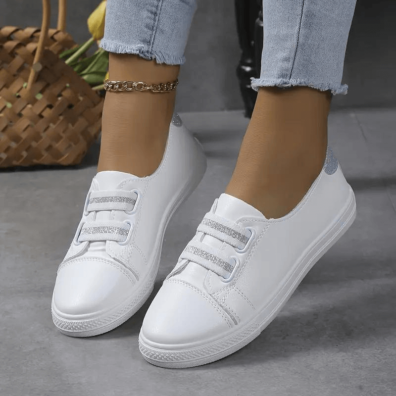 Women's Slip-On Sneakers: Elastic Band, Rounded Toe, Comfort