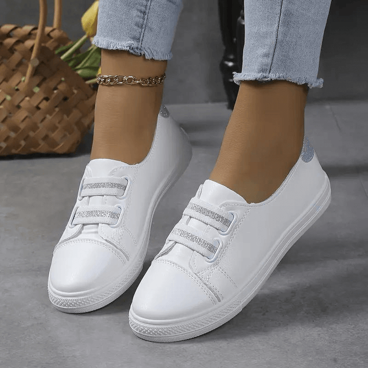 Women's Slip-On Sneakers: Elastic Band, Rounded Toe, Comfort