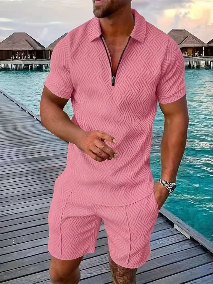 Men's Geometric Print Summer Short Set