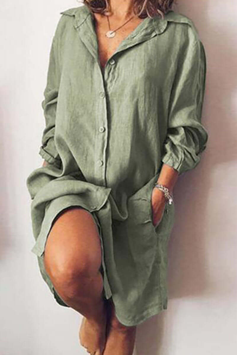 Women's Long-Sleeve Relaxed Shirt Dress