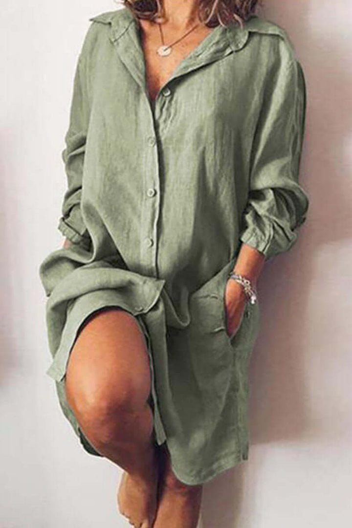 Women's Long-Sleeve Relaxed Shirt Dress