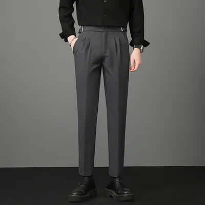 Men's Slim Fit Ankle-Length Formal Trousers
