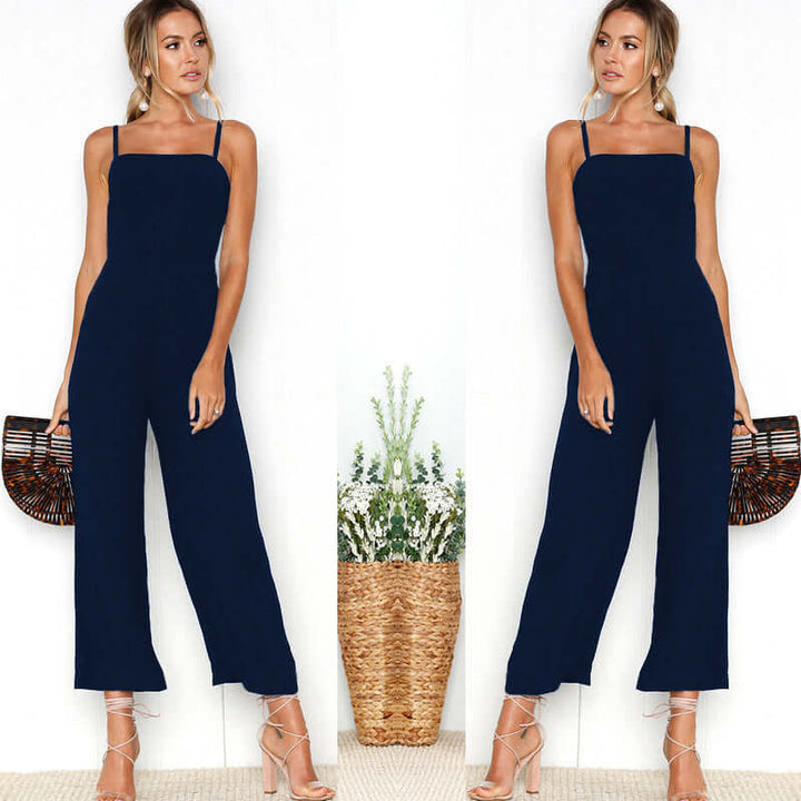 Women's Sleeveless Straight Leg Jumpsuit: Summer Casual Style