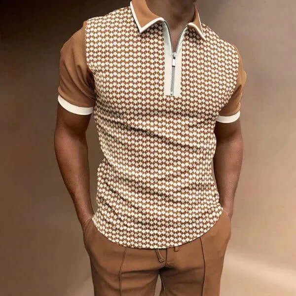 Men's Short Sleeve Polo Shirt: Muscle Fit, Retro Stripe
