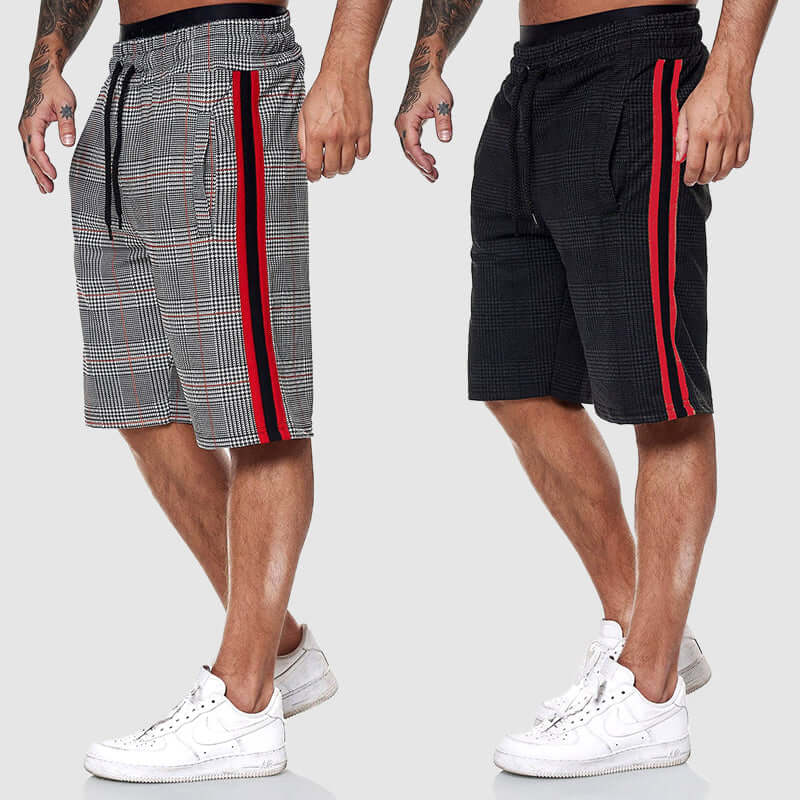 Men's Checkered Drawstring Shorts: Relaxed Fit, Elastic Waist