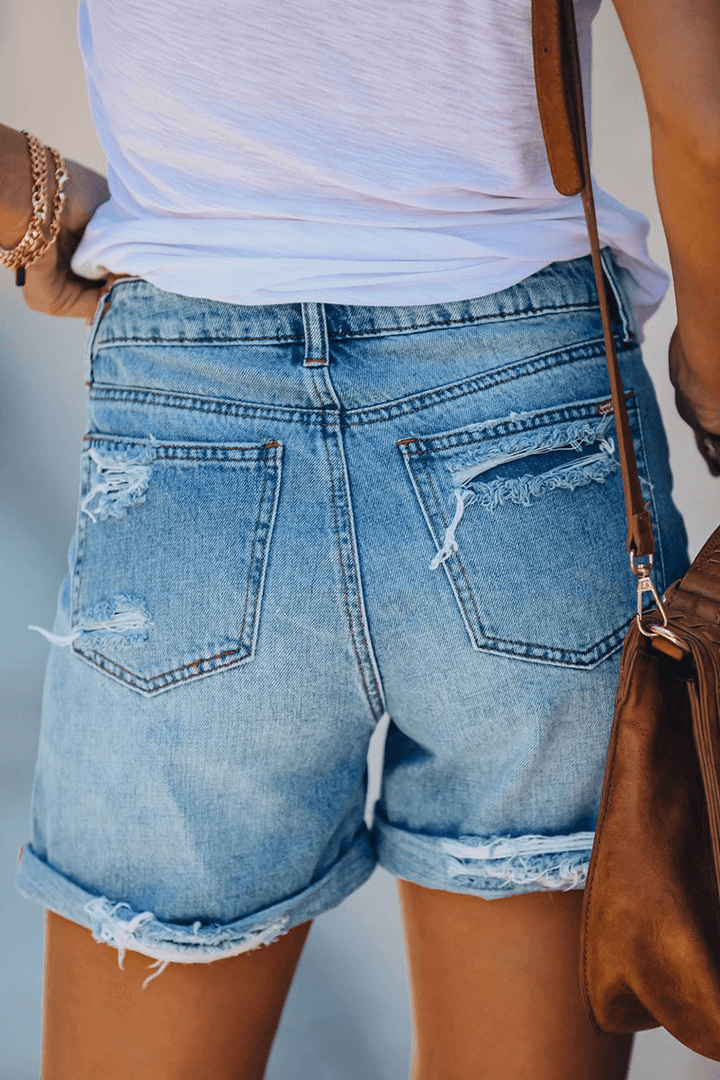 Women's Ripped & Fringed Denim Shorts: Summer Style