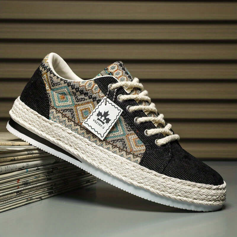 Men's Ethnic Patterned Canvas Sneakers