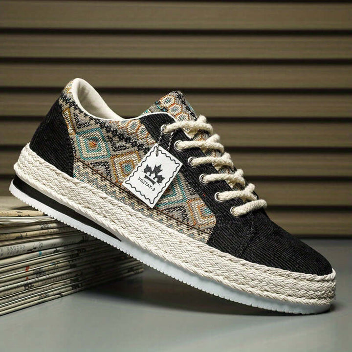 Men's Ethnic Patterned Canvas Sneakers