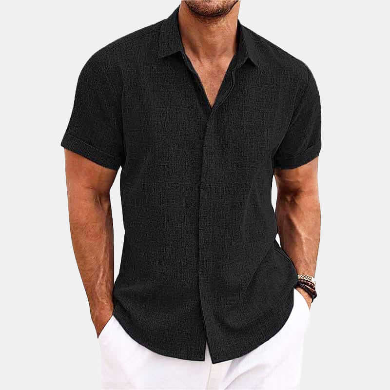 Men's Relaxed Fit Short Sleeve Shirt: Breathable Cotton Blend