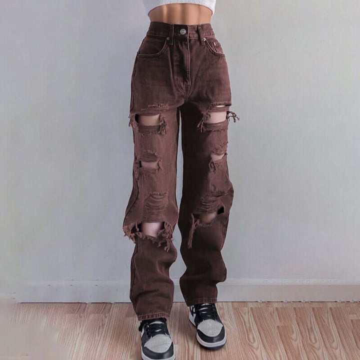 Women's Ripped Hem Jeans: Trendy & Comfortable