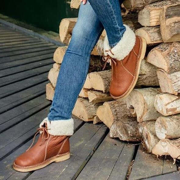Women's Leather Ankle Boots with Laces