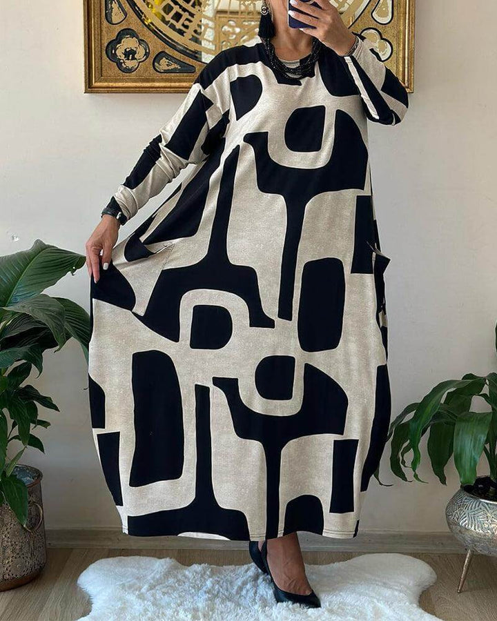 Women's Printed Long Sleeve Dress