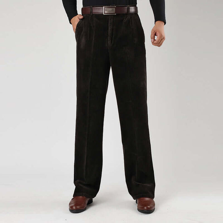 Men's Classic Fit Corduroy Trousers with Belt Loops
