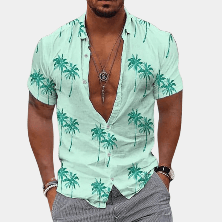 Men's Relaxed Fit Short Sleeve Shirt: Tropical Print