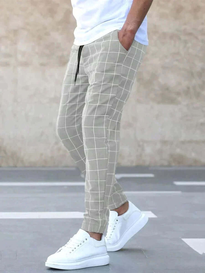 Men's Slim Fit Plaid Casual Trousers