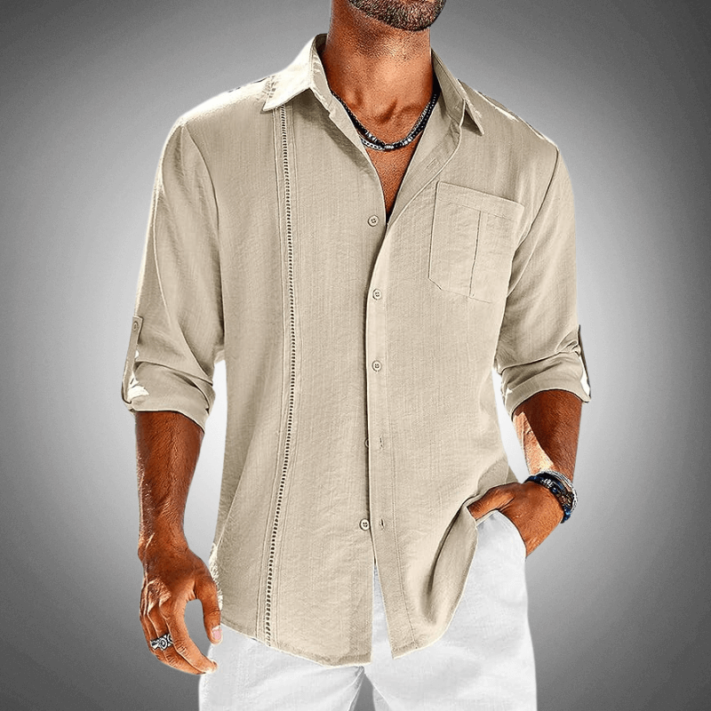Men's Casual Long-Sleeve Shirt: Breathable Cotton Blend