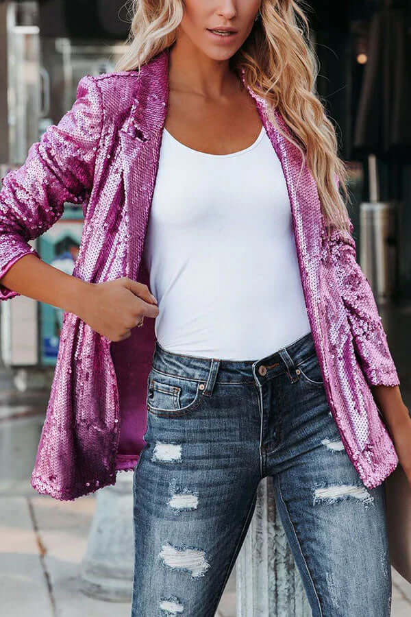 Sequin Long Sleeve Blazer: Women's Party Jacket