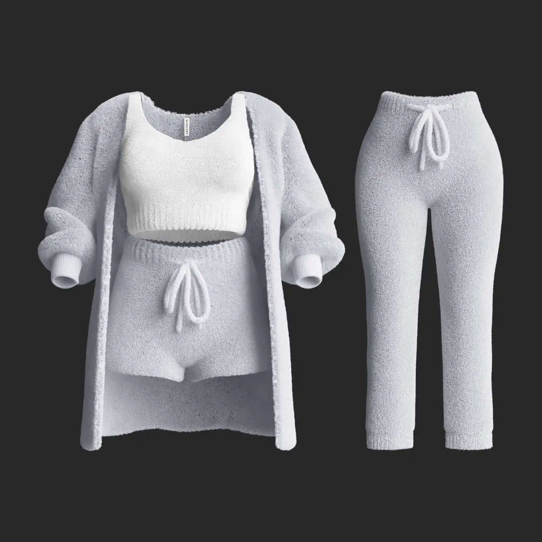 Women's Cropped Knitted Sweater & Shorts Set