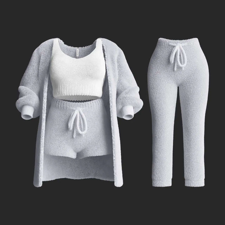 Women's Cropped Knitted Sweater & Shorts Set
