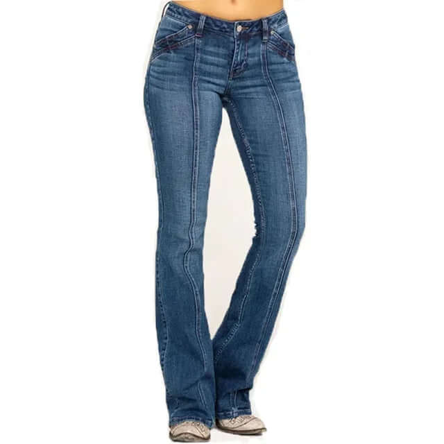 Women's Retro Flared Jeans: High-Waisted, Stylish Fit