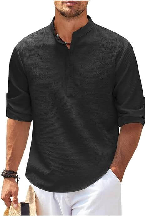Men's Relaxed Fit Long Sleeve Henley Shirt