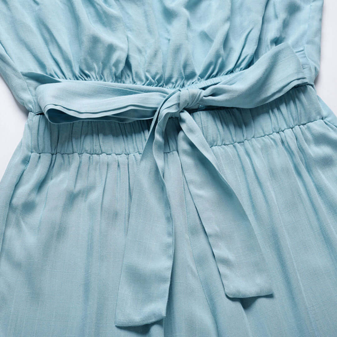 Women's Casual Strapless Jumpsuit with Elastic Waist