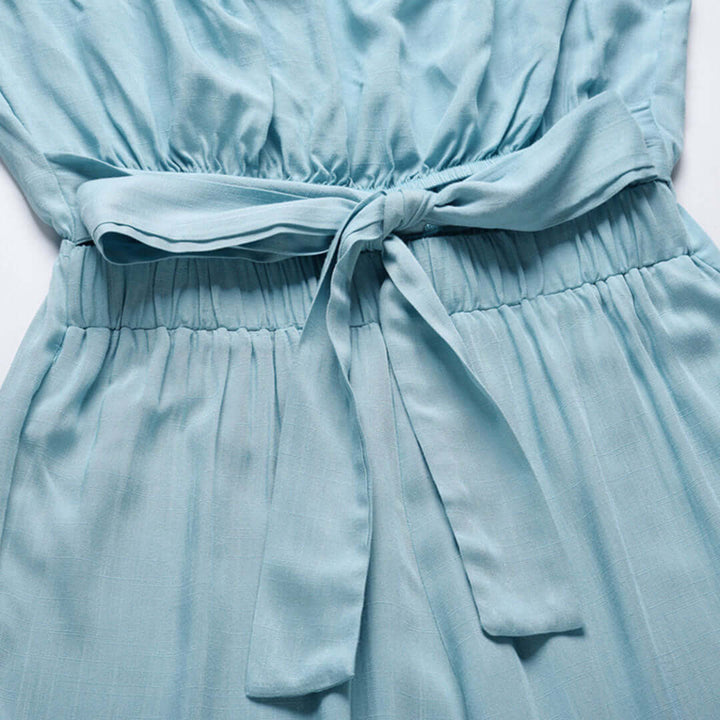 Women's Casual Strapless Jumpsuit with Elastic Waist