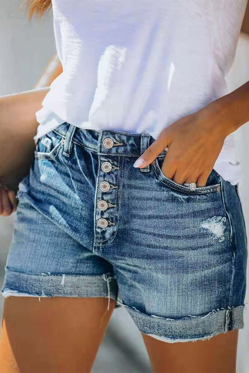 Women's Mid-Rise Denim Shorts: Summer Casual Fit