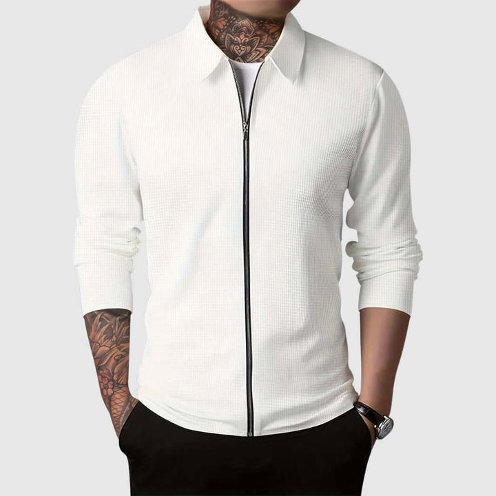Men's Waffle Zip-Up Jacket: Cozy & Stylish Autumn/Winter Outerwear