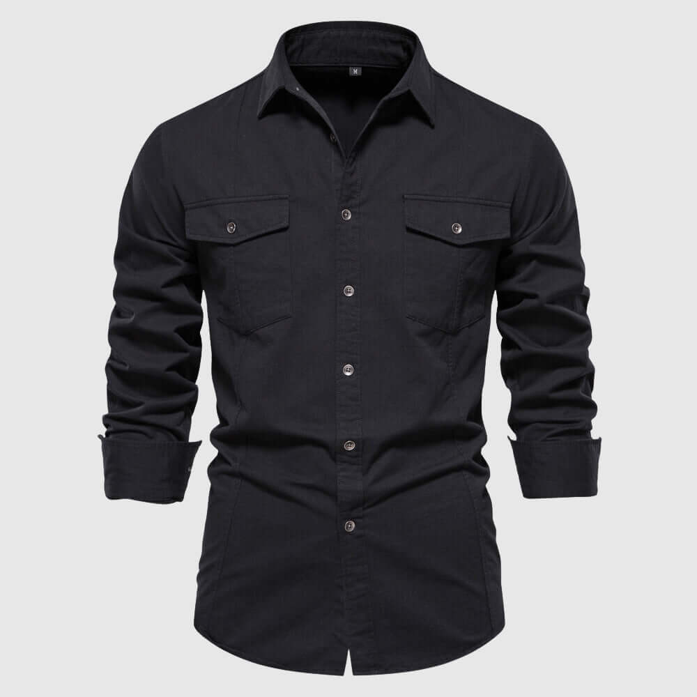 Men's Slim-Fit Long-Sleeve Casual Shirt