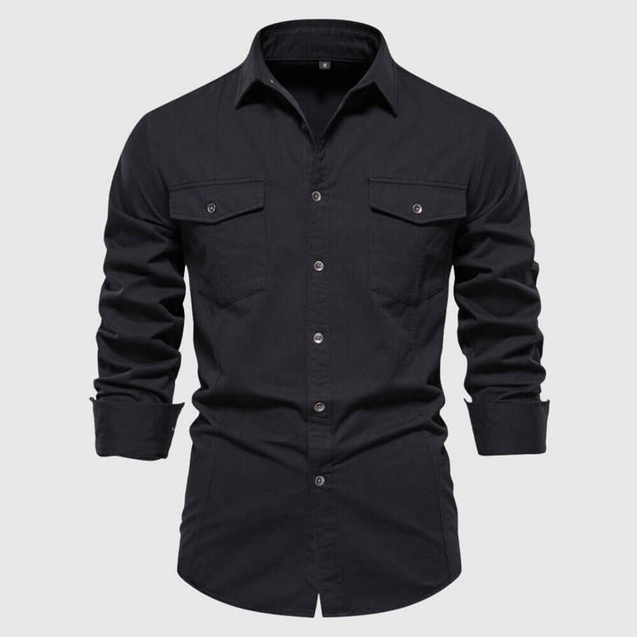 Men's Slim-Fit Long-Sleeve Casual Shirt