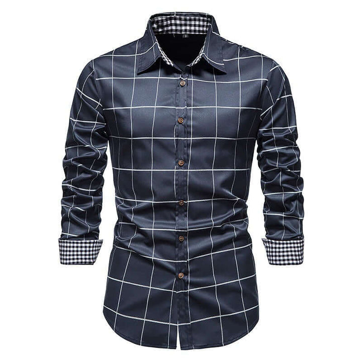 Men's Slim Fit Long Sleeve Plaid Shirt