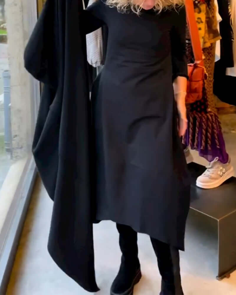Elegant Solid-Color Dress: Breathable Polyester