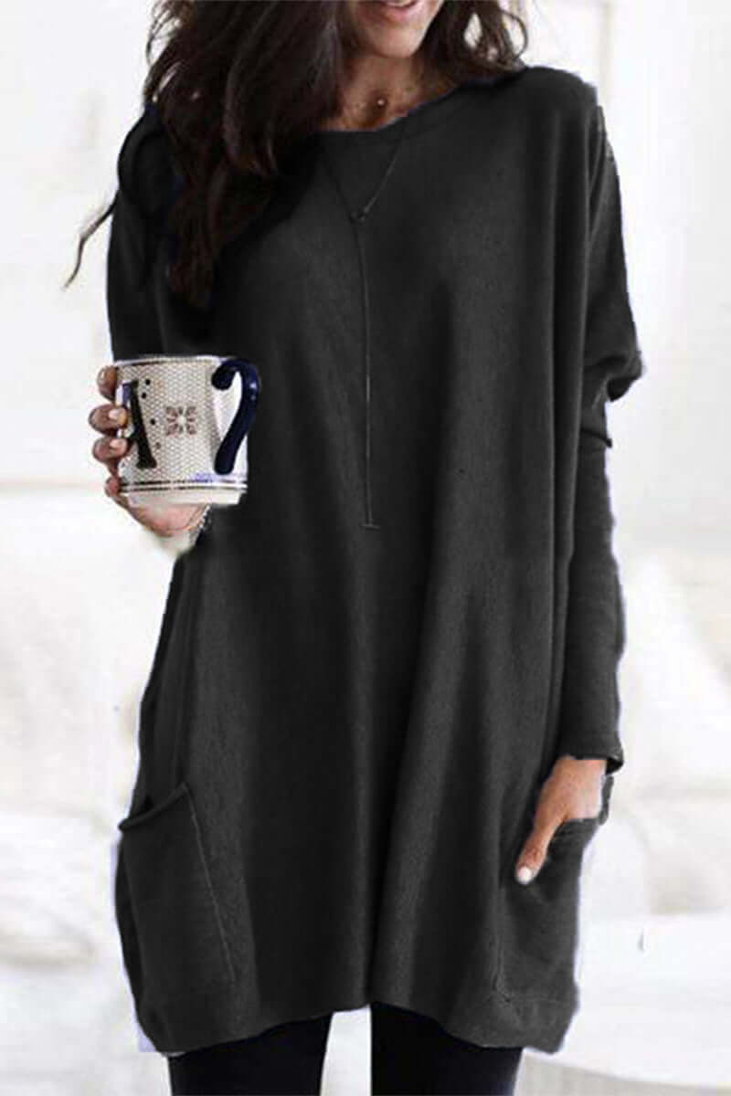 Women's Summer Pocket Top: Casual Round Neck T-Shirt
