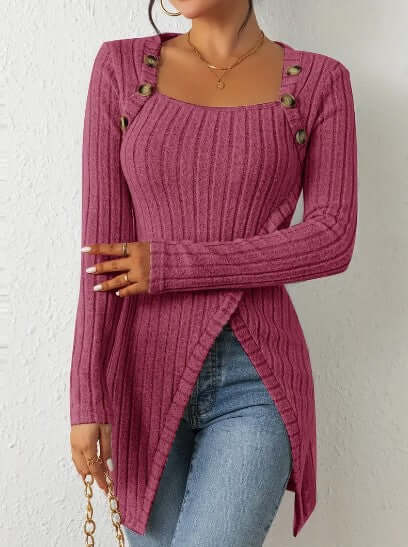 Women's Relaxed Fit Ribbed Button Shirt