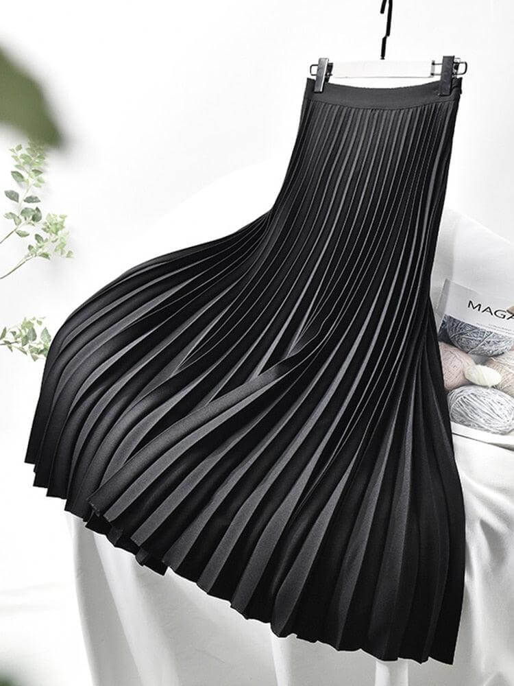 Women's High-Waisted Pleated Midi Skirt