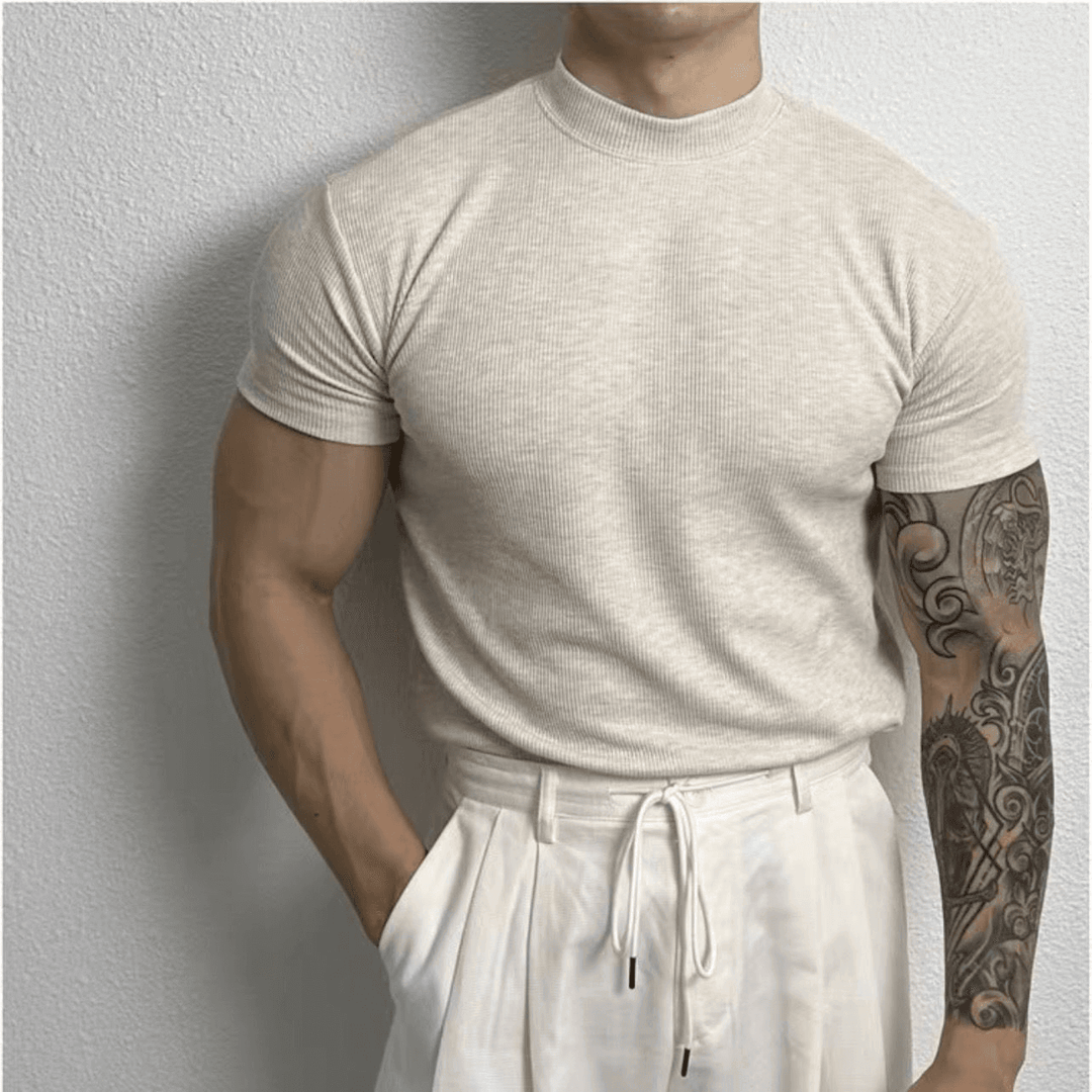 Men's Short Sleeve Ribbed Knit Top