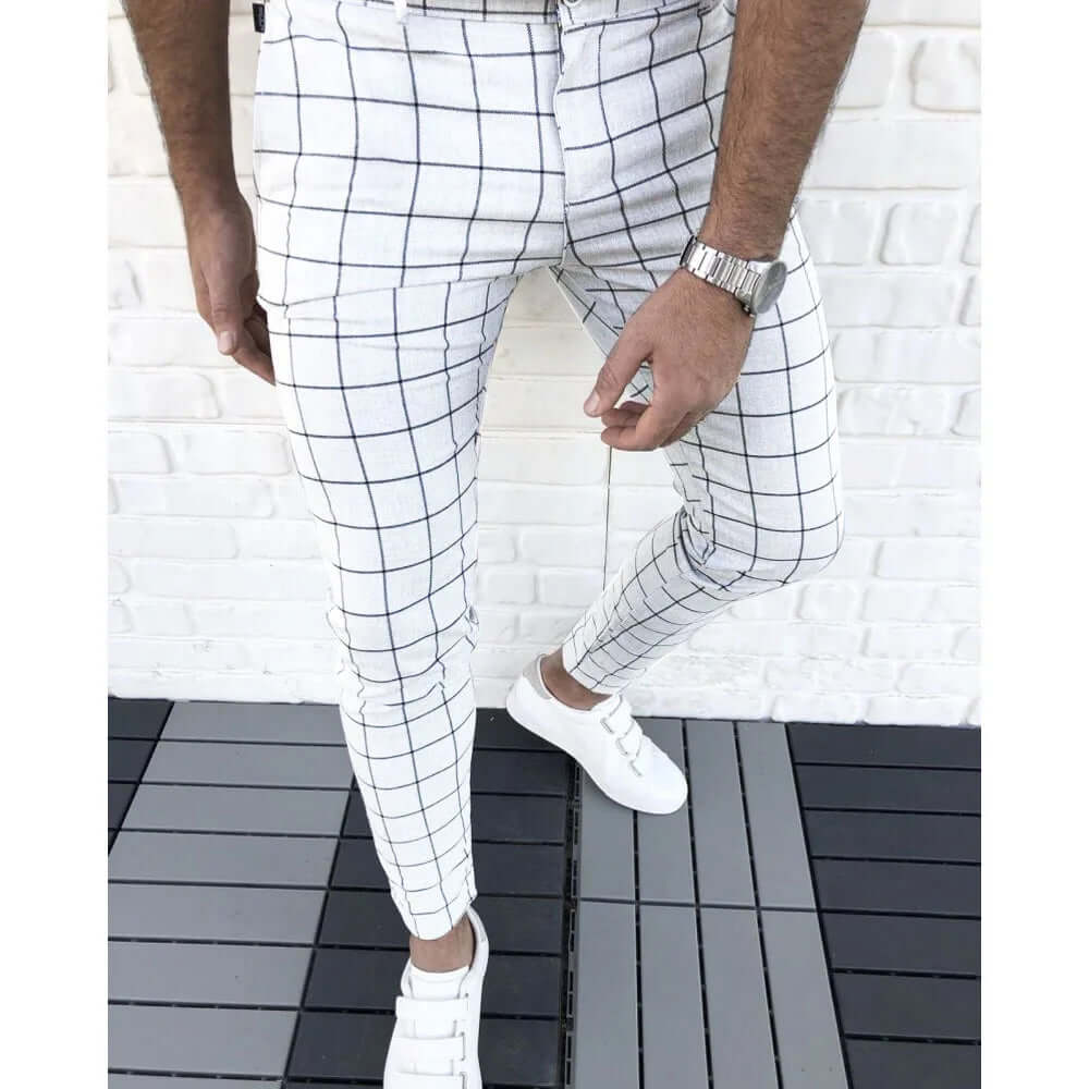 Men's Slim Fit Checked Trousers