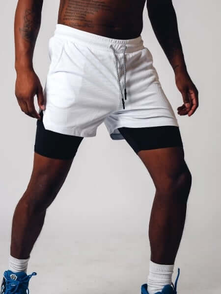 Men's Double Layer Fitness Shorts for Gym & Running